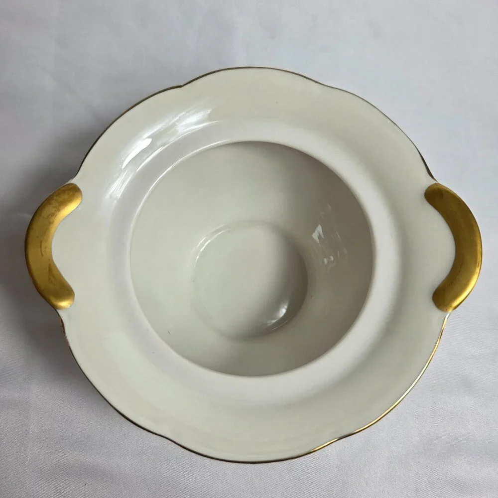 Theodore Haviland Delaware (New York) Sugar Bowl with Lid Ivory with Pink Roses